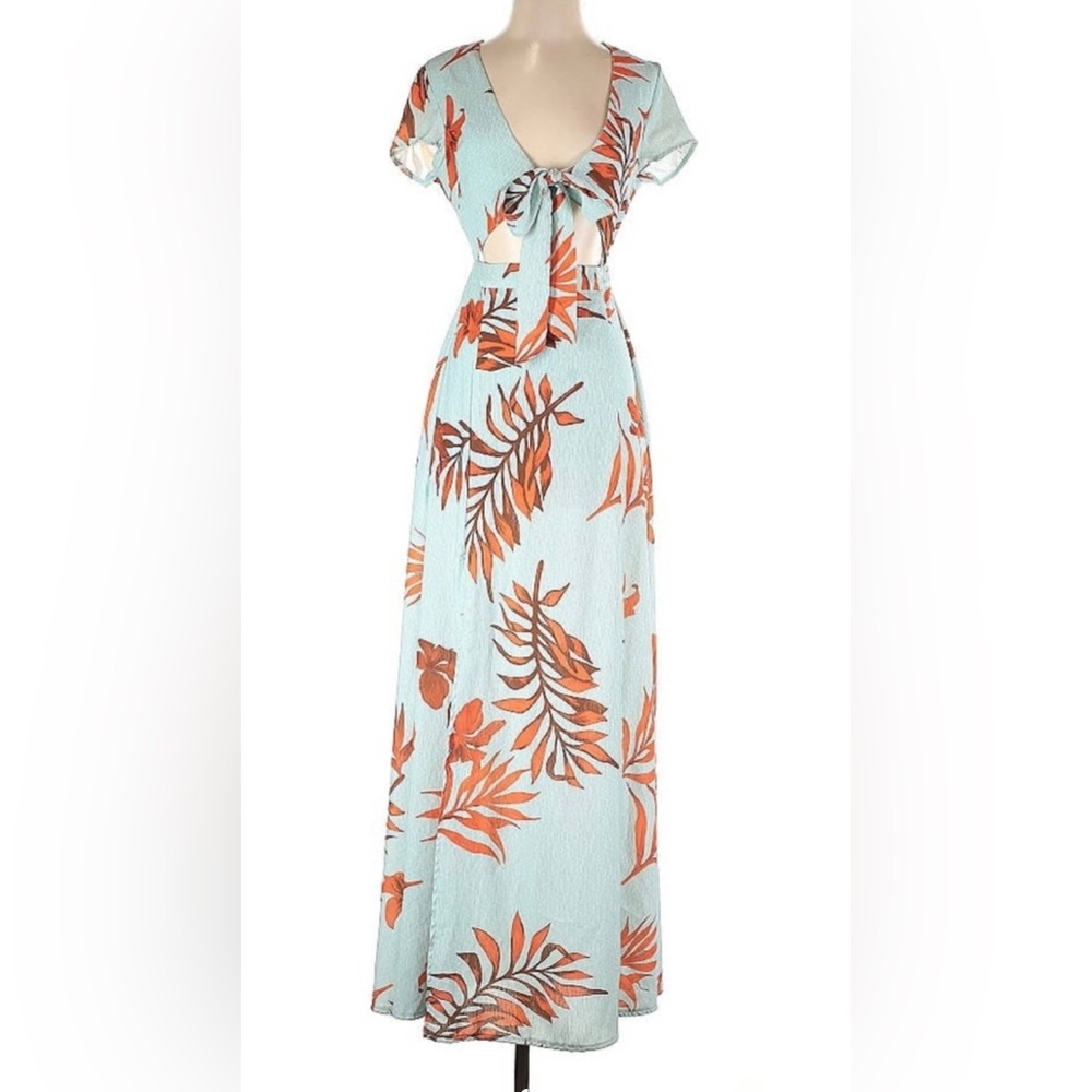L'ATISTE Brown and Orange Maxi A-Line Skirt with Slit